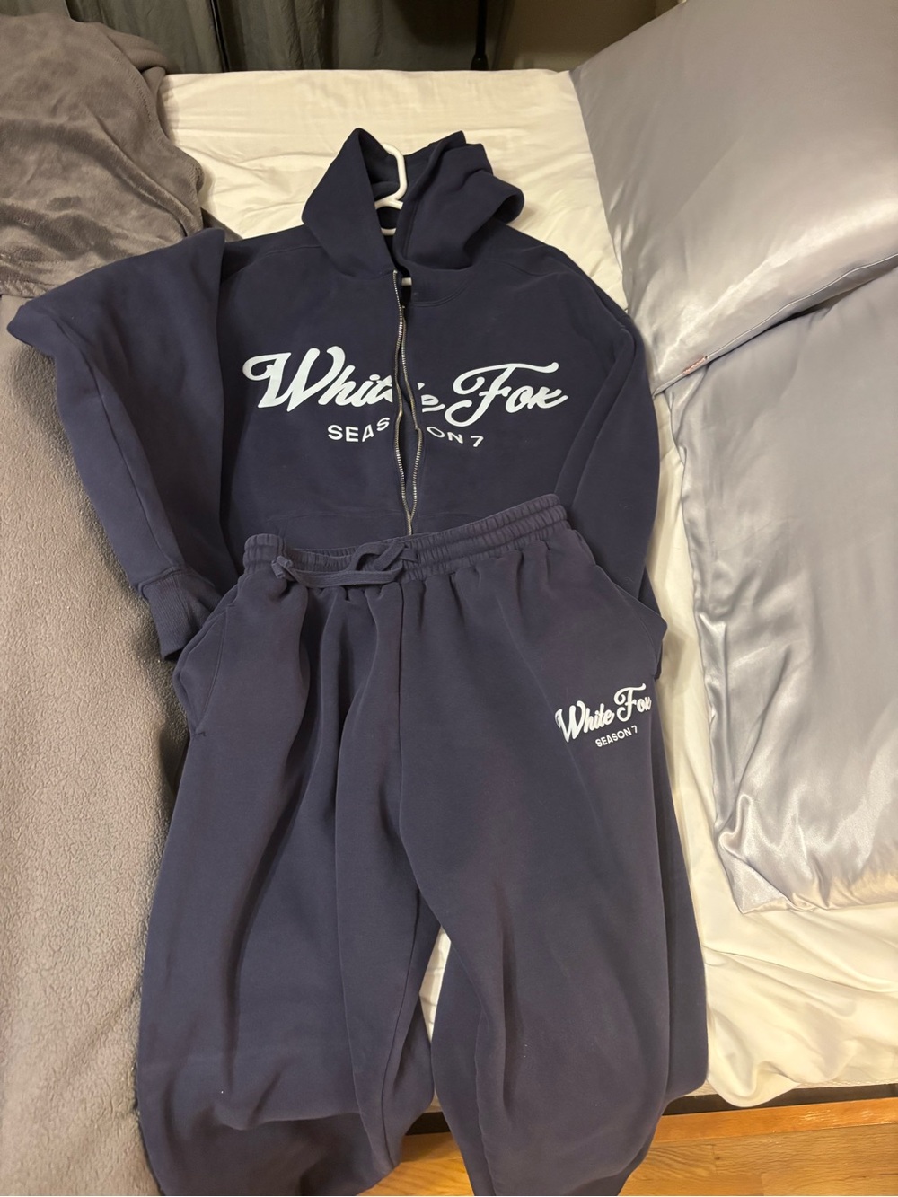 White Fox Boutique Navy Logo Hoodie & Joggers Set